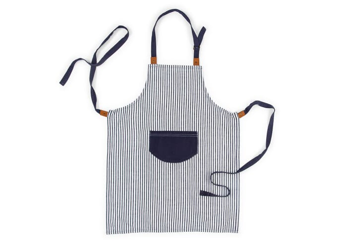 Tablier rayé promotionnel coton et lin Victory Bleu foncé / blanc